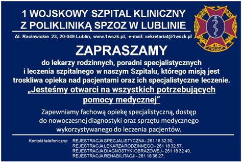 Informacja dot oferty 1 Wojskowego Szpitala Klinicznego z Polikliniką