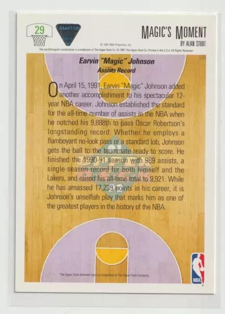 CARTE EARVIN MAGIC JOHNSON 1991 29 deck supérieur Magic s Moment LOS