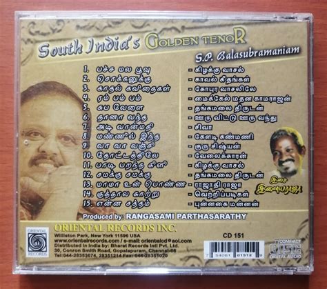 SOUTH INDIA S GOLDEN TENOR S P BALASUBRAMANIAM Ilaiyaraaja Oriental