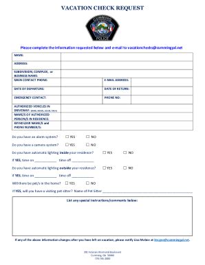 Fillable Online Vacation Checks And Request Forms Fax Email Print