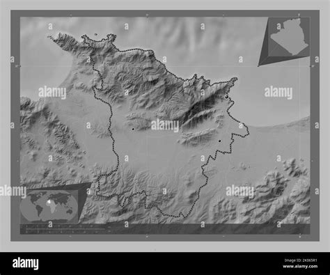 Annaba Province Of Algeria Grayscale Elevation Map With Lakes And