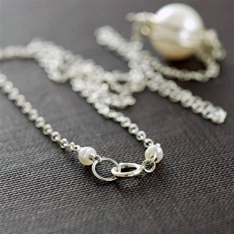 Wire Wrapped Pearl Necklace Sterling Silver Aubepine Etsy