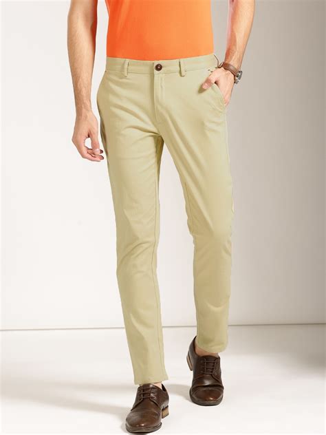 Buy Harvard Men Cream Coloured Solid Chinos Trousers For Men 1848592 Myntra