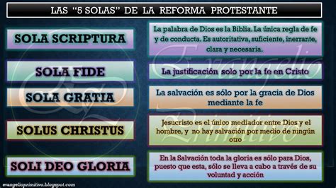 Las Cinco Solas De La Reforma Protestante Evangelio Primitivo