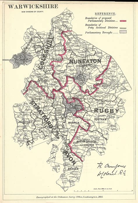 Warwickshire antique map Boundary Commission 1885 – Maps and Antique Prints