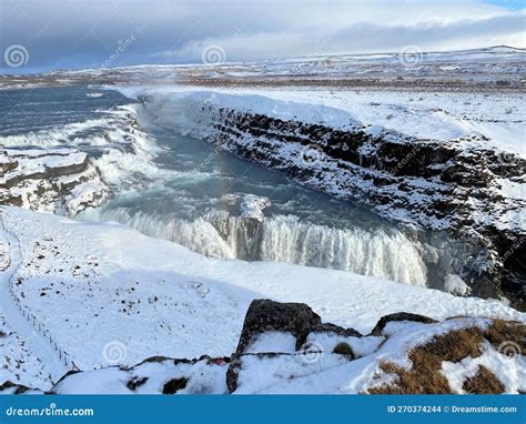 A View of Gullfoss Waterfall in Winter Stock Photo - Image of gullfoss ...