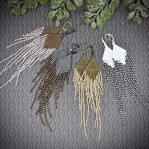 Native Seed Bead Fringe Earrings Etsy