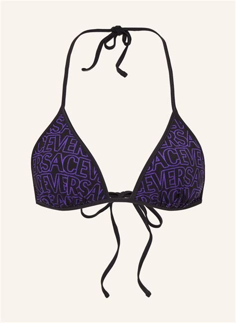 VERSACE Reversible Triangle Bikini Top In Black Purple Breuninger