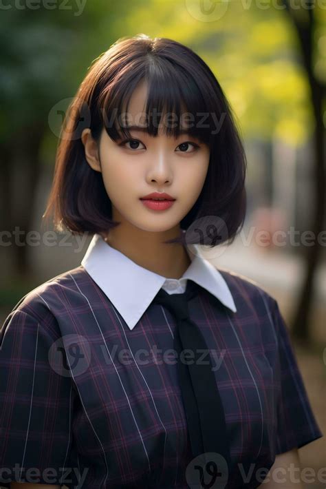 Beautiful Asian School Girl With Delicate Face Ai Generative 31585490