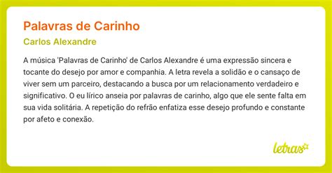 Significado Da Palavra Carinho - Significado da música PALAVRAS DE CARINHO (Carlos Alexandre) - LETRAS ...