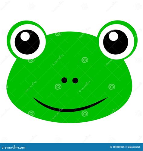 Simple Funny Frog Face Isolated On White Stock Vector Illustration