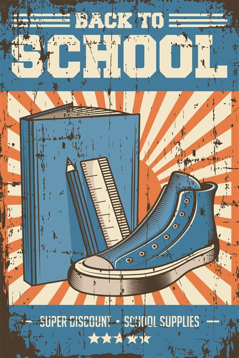 retro vintage rustic style back to school poster for school supplies ...