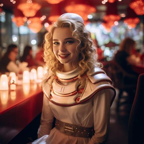 Premium Photo Astronomical Allure The Enchanting Portrait Of A Blonde Student In Intergalactic