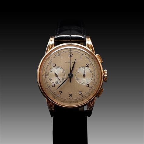 Montre Longines Vintage Chronographe Or rose 18k mécanique Vers 1945