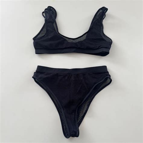 TOBI Swim Fishnet Mesh Bikini Top Bottom SET W Depop
