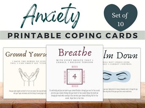 Anxiety Coping Cards Digital Print Anxiety Relief Skills For Stress