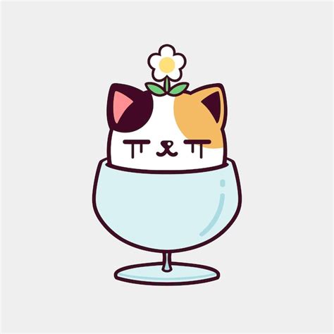 Premium Vector Cute Cat In A Cup Illustration