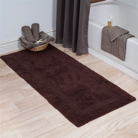 Hastings Home Bathroom Mats 60 In X 24 In Chocolate Cotton Bath Mat In