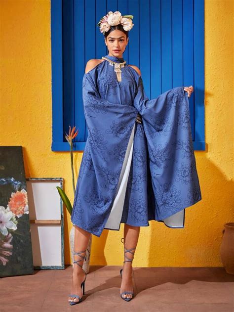 Frida Kahlo X SHEIN X Designer Israel Jasso Vestido Floral De Hombros