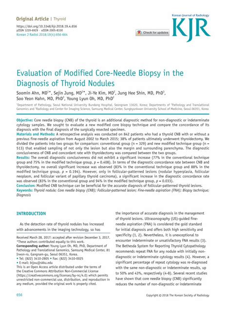 Pdf Evaluation Of Modified Core Needle Biopsy In The Diagnosis · Of Thyroid Lesions