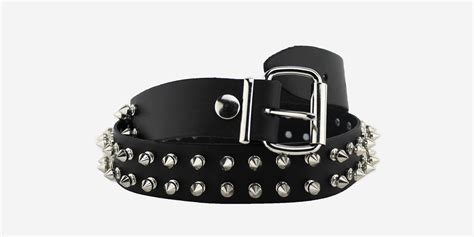 BELT – BLACK LEATHER – 2 ROW NICKEL SPIKE STUDS – Underground