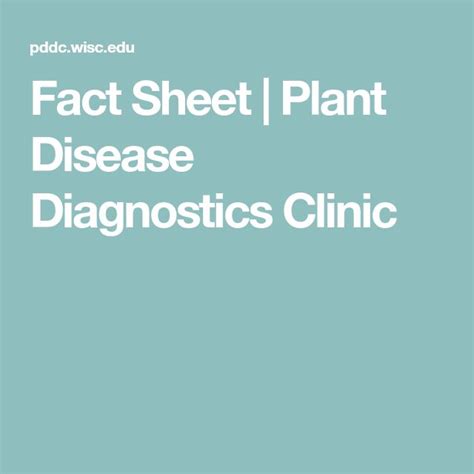 Fact Sheet Plant Disease Diagnostics Clinic Fact Sheet Plant