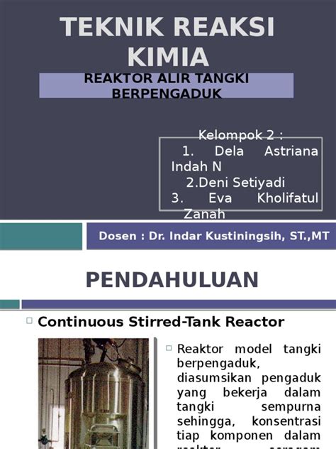 Pdf Teknik Reaksi Kimia Reaktor Alir Tangki Berpengaduk Dokumen Tips