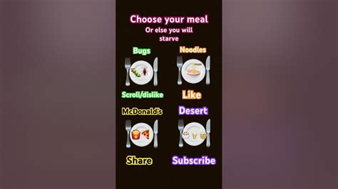 Choose Your Meal 🥘 Youtube