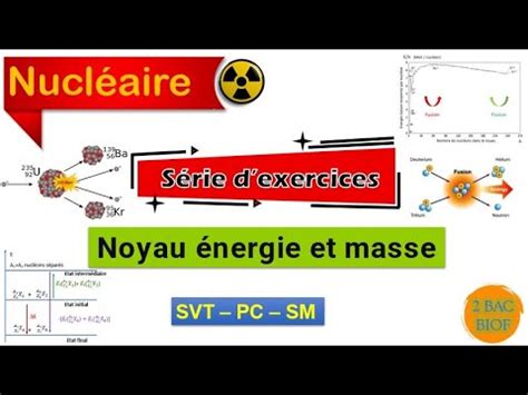 Nucléaire Noyau énergie et masse Série dexercices 2Bac Biof SM