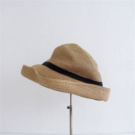 マチュアーハ mature ha BOXED HAT 11cm brim grosgrain ribbon ボックスハット ブラックリボンレディース0421 30E12 麦わら帽子 売買さ
