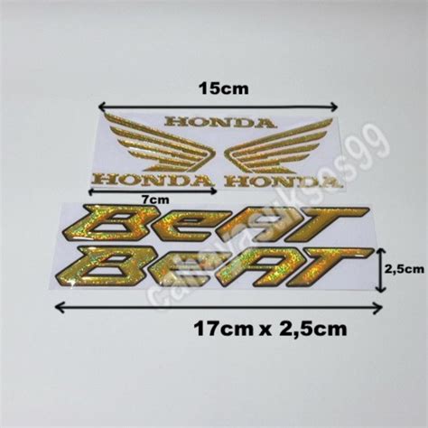 Sticker Timbul Sayap HONDA Wings Medium Size Dan BEAT Warna Gold Stiker