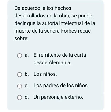 Sobre quien recae la muerte de la señora Forbes el verano feliz de la