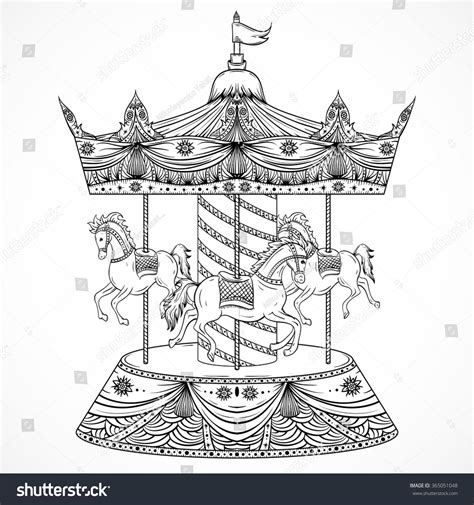 Vintage Carousel Hand Drawn Vector Illustration Stock Vector 365051048