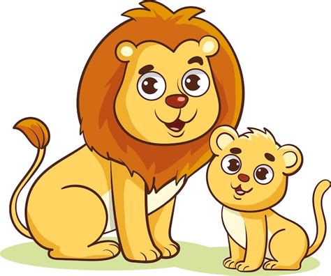 Premium Vector | Vector Illustration of Cute Lion and baby lion Cartoon ...