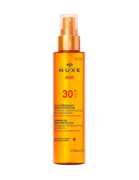 Nuxe Sun Huile Bronzante Visage Et Corps Haute Protection Spf Ml