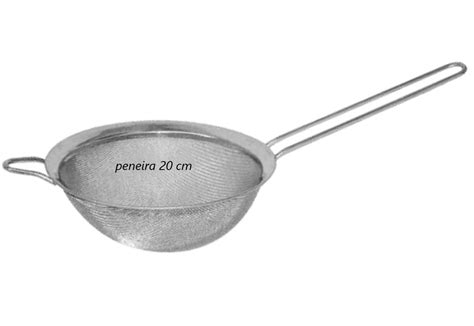 Peneira inox de cozinha coador inox grande 20cm escorrer macarrão uni