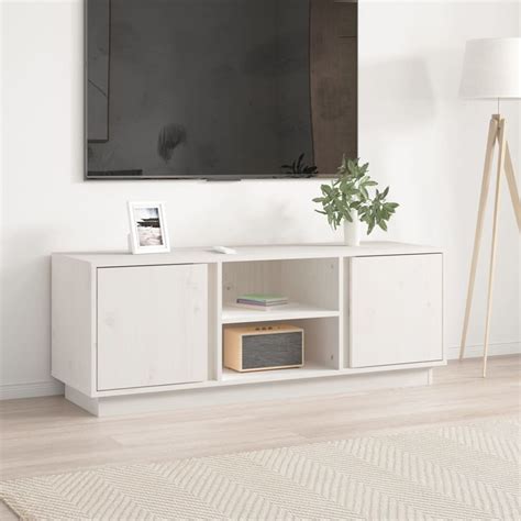 Meuble Tv Meuble Hi Fi Meuble Tv Blanc X X Cm Bois De Pin