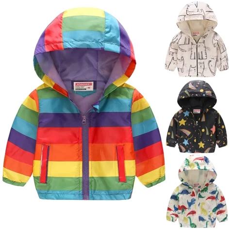 Rainbow Baby Boy Clothes Thin Kids Jacket Hooded Coat Fashion Children ...