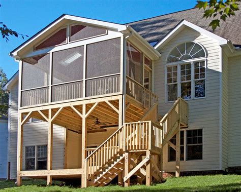 Double Porch Porch Design Screened In Deck House With Porch