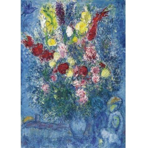 Marc Chagall Le Bouquet Des Amoureux Sur Fond Bleu 1965 Mutualart