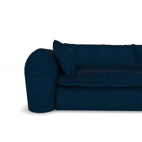 Modern Comfy Sofa in Blue Leather by Collector | Chairish