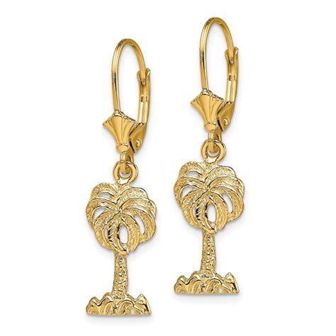 K Palm Tree Leverback Earrings The Gold Store