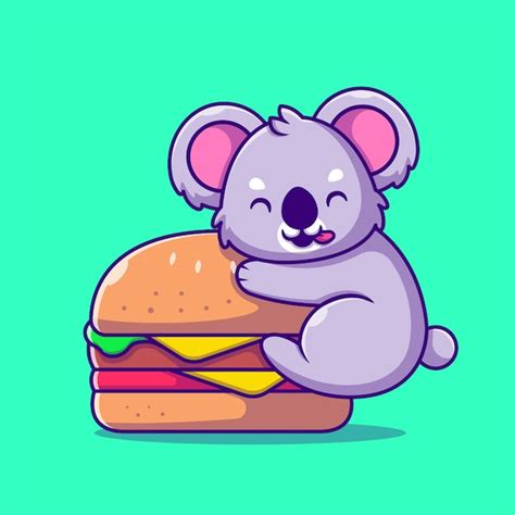 Koala Lindo Con Ilustraci N De Icono De Dibujos Animados De Hamburguesa