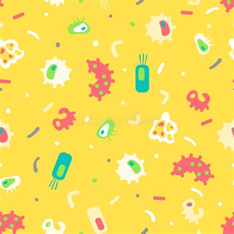 Seamless Pattern Of Bacteria Virus Cells Germs Epidemic Bacillus