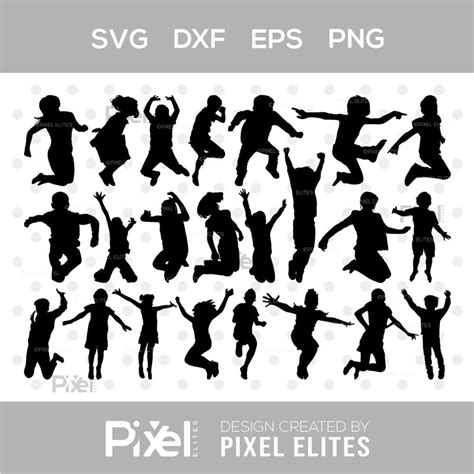 Kids Jumping Svg Cut Files Kids Jumping Silhouette Jumping Children Svg