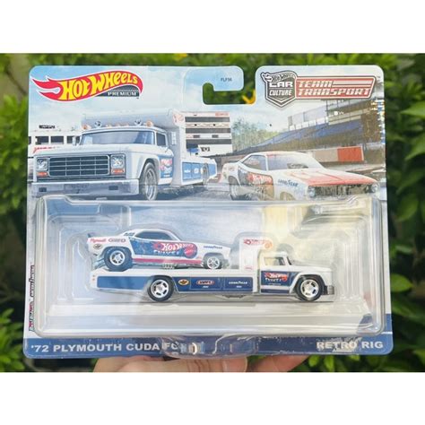 Hobby Store xe mô hình Hot Wheels Team Transport Plymouth Cuda FC Retro Rig Shopee Việt Nam