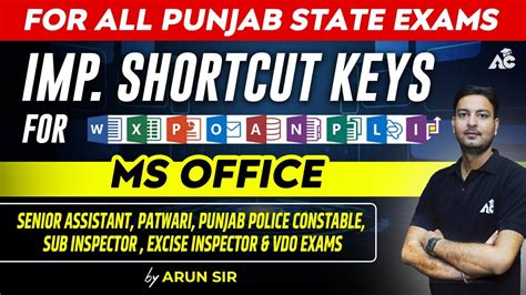 Important Shortcut Keys For Ms Office Ms Office For All Govt Exams