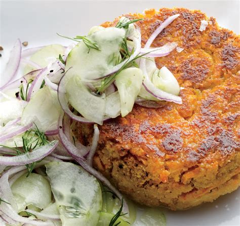 Chickpeasweet Potato Burgers With Dilly Cucumbers Recipe Self