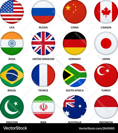 Set Of Round Flags Buttons 1 Royalty Free Vector Image