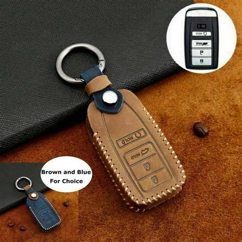 Genuine Leather Car Key Fob Case Cover Holder Bag For Acura Mdx Rdx Rlx